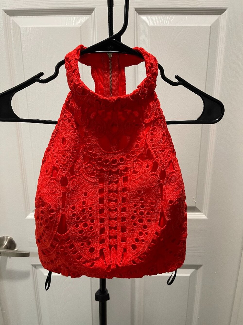 Red Lace Halter Top in Vibrant Finish from Forever 21